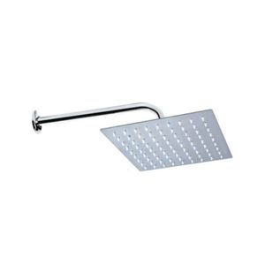 Regadera tarento cuadrada cromada brazo de 40 cm 10" slim