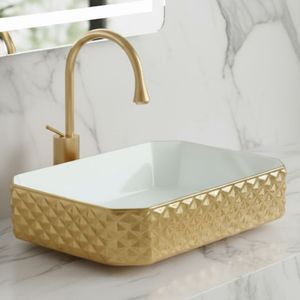 Lavamanos rectangular stella dorado-blanco marca SMART GRIFOS