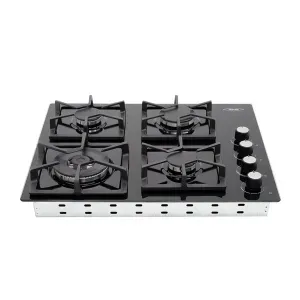 Cubierta tandoori de cristal negro 4 puestos gas natural 60x51 cm